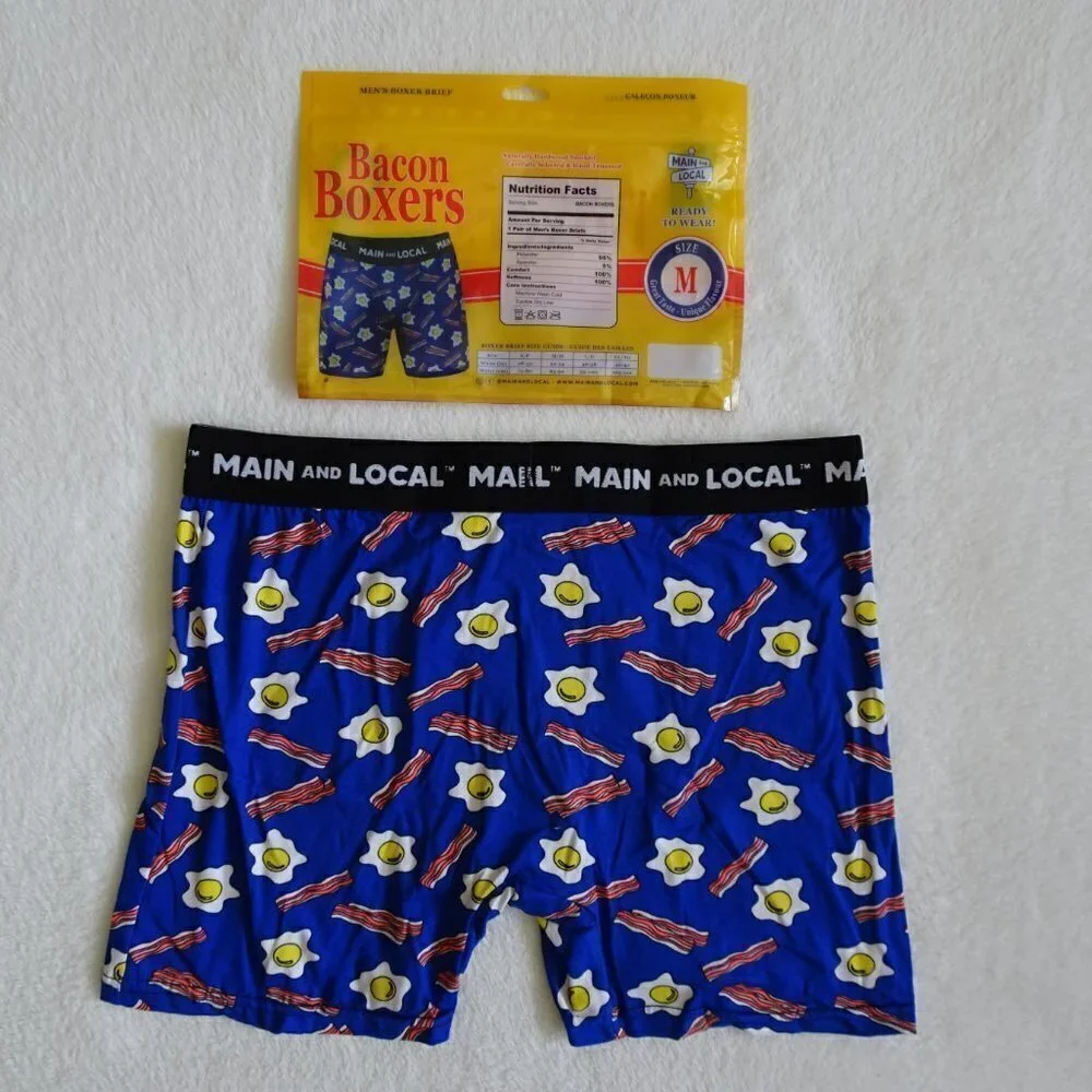 Bacon Theme Men's Boxer Briefs Size M Funny Underwear Gift Size 32 - 34